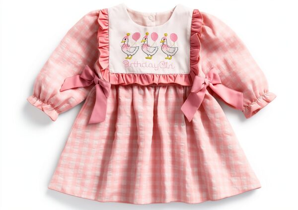 Baby Girl Birthday Dress Goose Outfit Polyester Cute Design-0