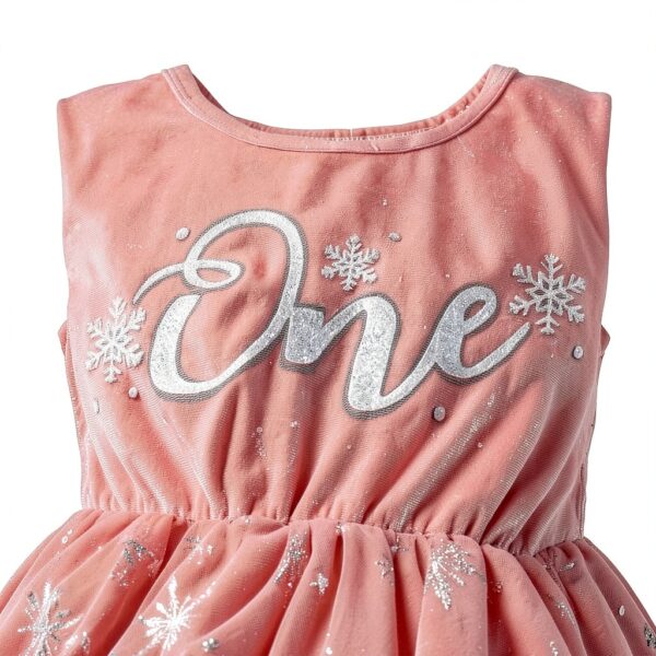 Velvet Snowflake One Birthday Dress Baby Girl Winter Outfit-3