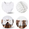 Baby Girl Puff Sleeve Plaid Dress Rib Knit Soft Comfortable-5