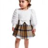 Baby Girl Puff Sleeve Plaid Dress Rib Knit Soft Comfortable-2