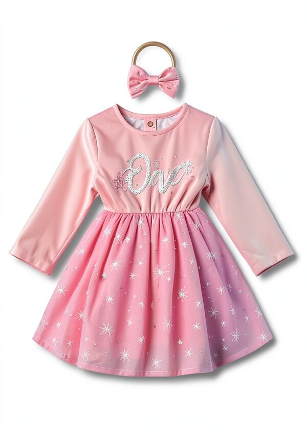 Velvet Snowflake One Birthday Dress Baby Girl Winter Outfit-6